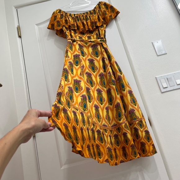 Ash & Eden Mara Midi Dress in Yellow with Peacock Print - NWT - Size Small - Picture 9 of 9